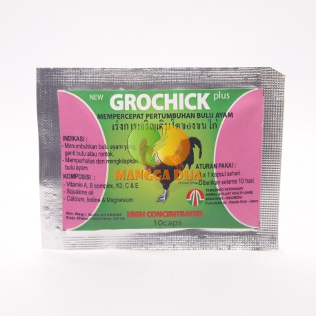 Grochick 10 Capsul Original - Mempercepat Pertumbuhan Bulu Ayam