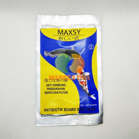 Maxsy 30 gram Original - Anti Kembung Pendarahan Berputar Putar Ikan Antibiotik Board Spectrum