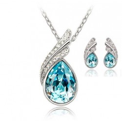 Kalung 2019 Korean Pop Crystal Necklace Earrings Piaoye Set Crystal Jewelry Set